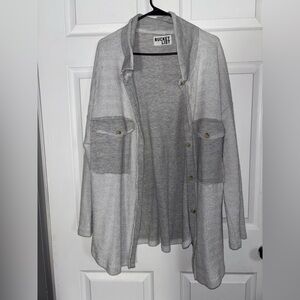 BUCKETLIST Heather Gray Hooded Knit Cardigan